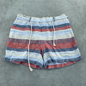 J.Jill Love Linen Striped Shorts For Women Size L 100% Linen 4479